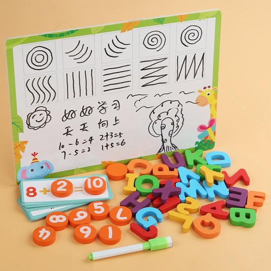 Wooden Numbers & Alphabets Puzzle – Early Learning Math, Spelling & Drawing Activity Set