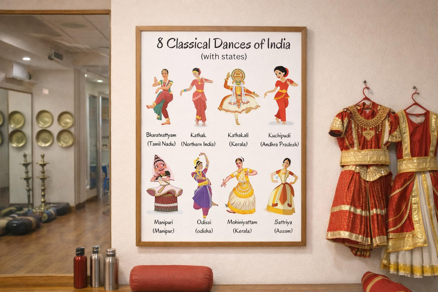 8 Classical Dances of India Poster (With States) – Classroom Dance Room Wall Display
