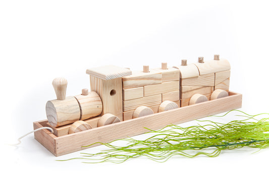Wooden Building Blocks Toy Train – Creative Construction Through Play