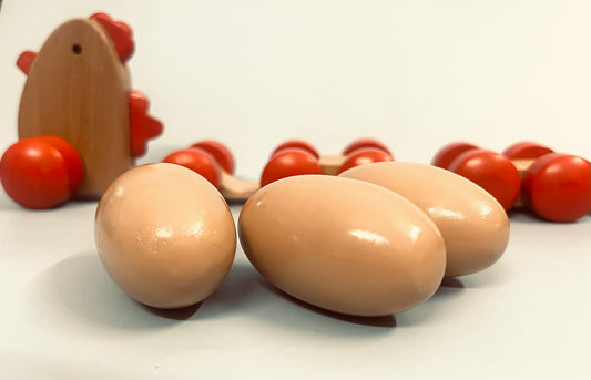 Wooden Hen and Eggs Pull-Along Toy – Farmyard Fun for Balvatika Learners