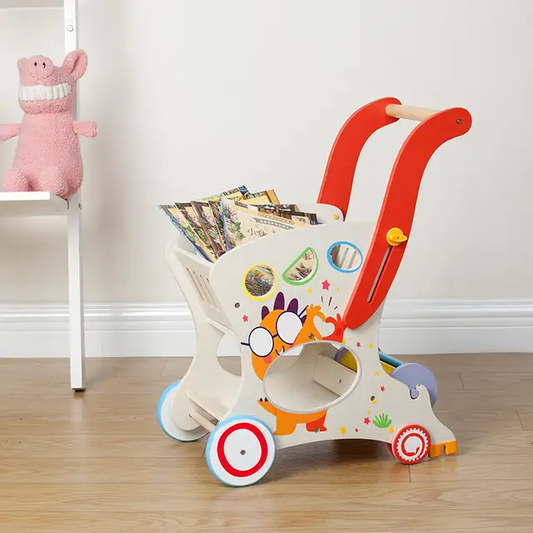 Little Steps Wooden Push Walker & Doll Stroller (Shopping Cart Style)