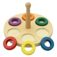 Stack the Rings- Montessori Wooden Rainbow Stacking Rings – Color & Size Sorting Toy
