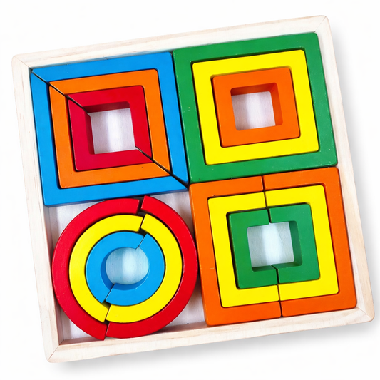 Wooden Multi-Shape & Colour Matching Puzzle – Foundational Cognitive Development Toy