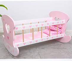 Wooden Doll Baby Bed – Pretend Play Nursery Furniture