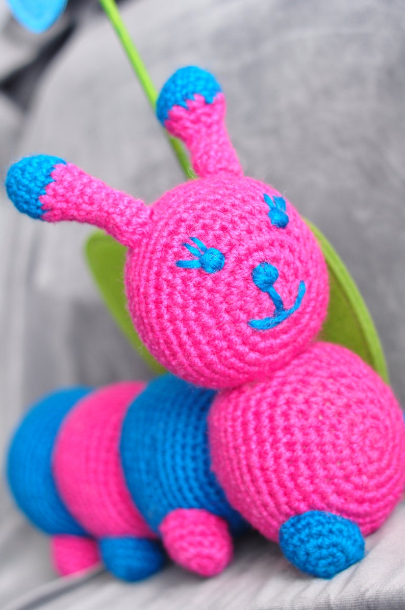 Knitted Caterpillar Crochet Toy 8