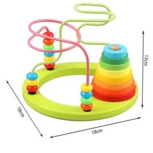 Beads Around The Tower With Stacker – Montessori-Inspired Learning Toy