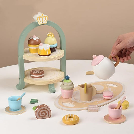 Wooden Tea Time Pretend Play Set – Social, Language & Life Skills Learning