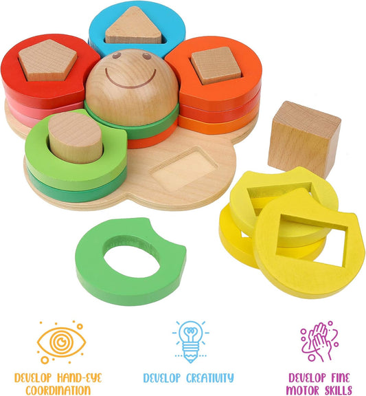 Wooden Geometric Stacking & Shape Sorting Toy