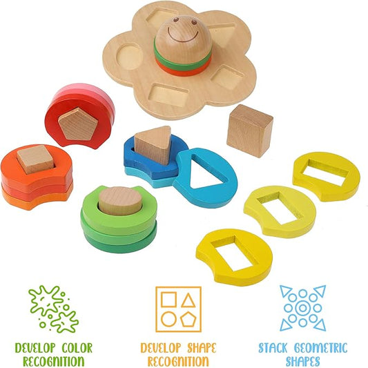 Wooden Geometric Stacking & Shape Sorting Toy