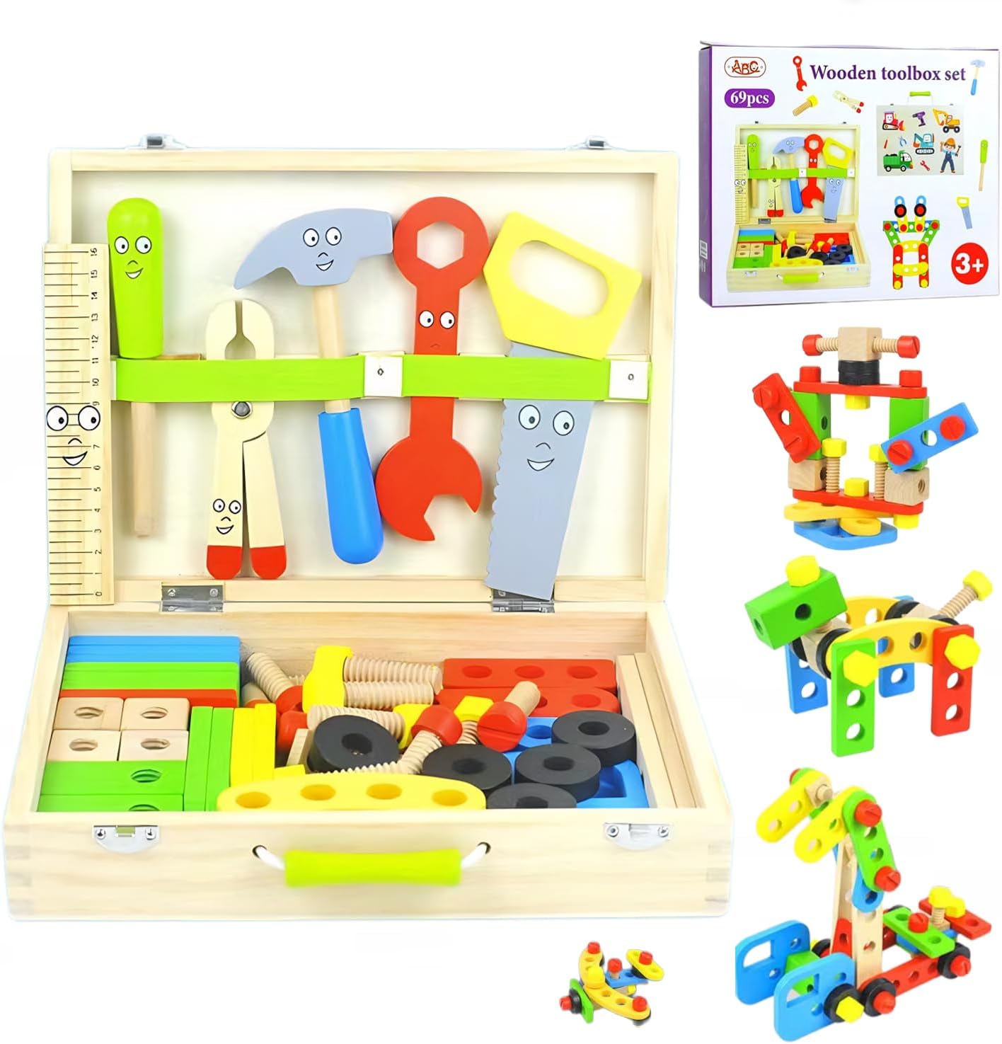 69 WOODEN TOOLBOX SET