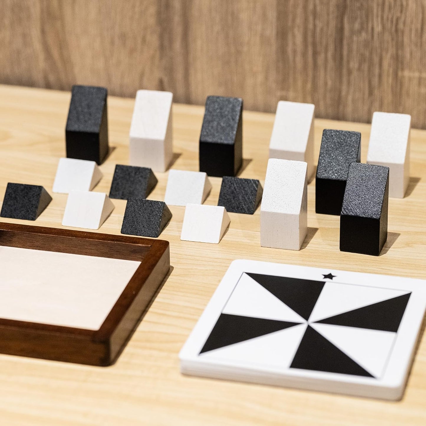 Black & White Wooden Pattern Blocks – 2-Player Visual Thinking & Logic Game