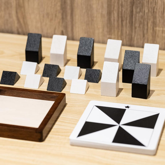 Black & White Wooden Pattern Blocks – 2-Player Visual Thinking & Logic Game