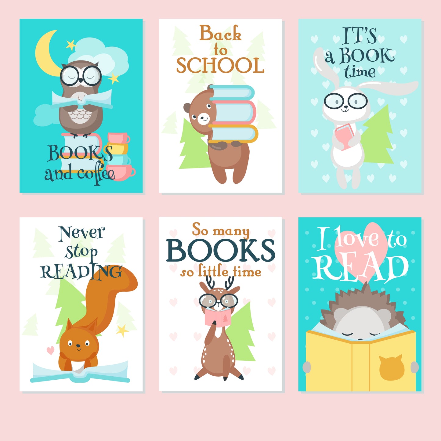 Reading Posters for Kids (Set of 6) | Library & Reading Corner Wall Art