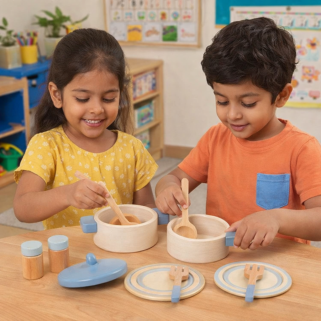 KIDS WOODEN COOKWARE SET