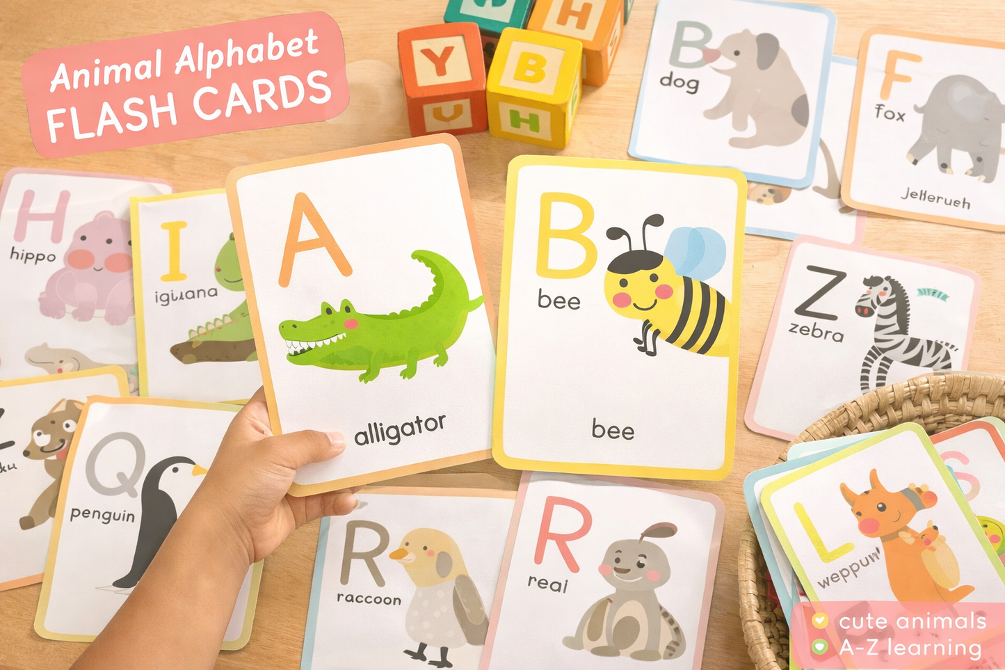 Animal Alphabet Flash Cards (A–Z) – Learning Cards for Kids