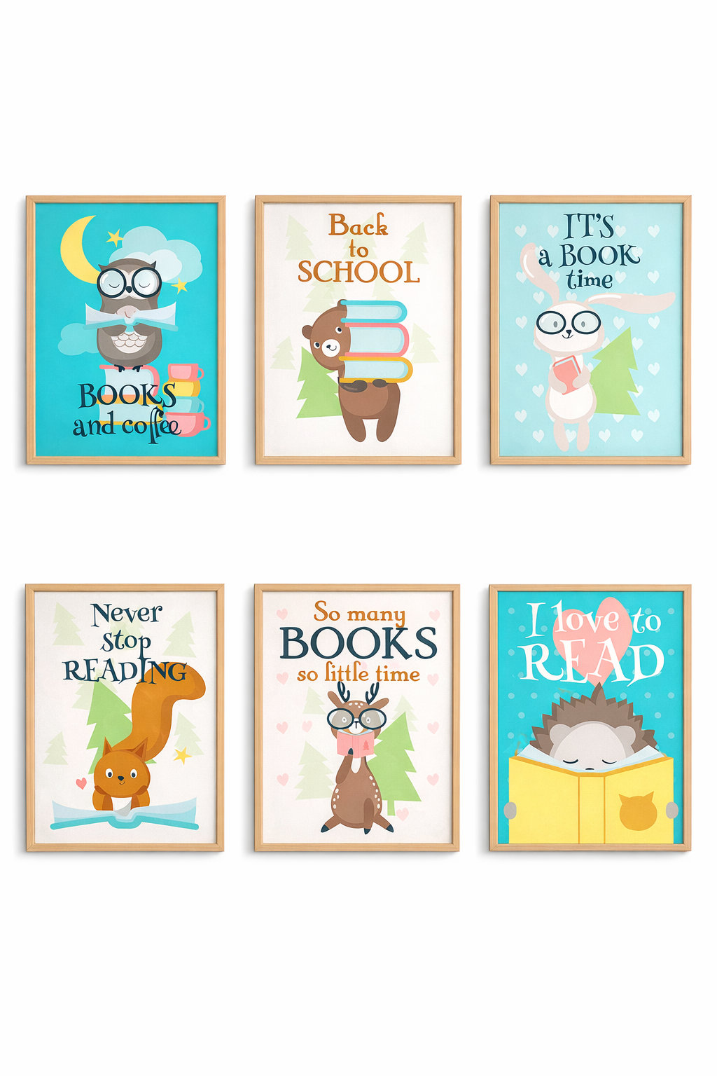 Reading Posters for Kids (Set of 6) | Library & Reading Corner Wall Art