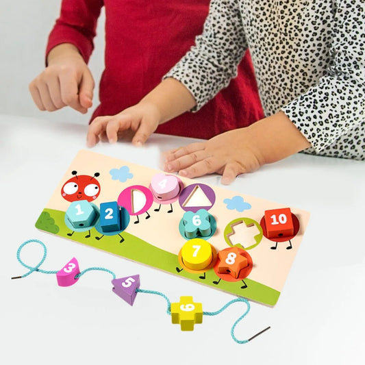 Wooden Lacing & Counting Toy | Early Math & Fine Motor Learning (Ages 3+)