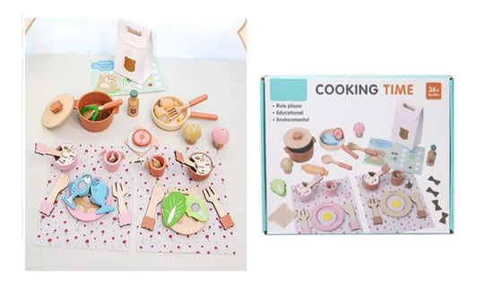 Wooden Pretend Play Kitchen Set | Food & Utensils (Ages 3–6 Years)