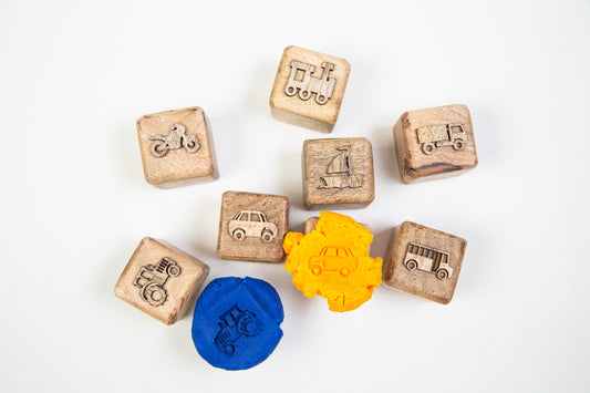 Wooden Clay Stamps – Vehicles & Transport Set