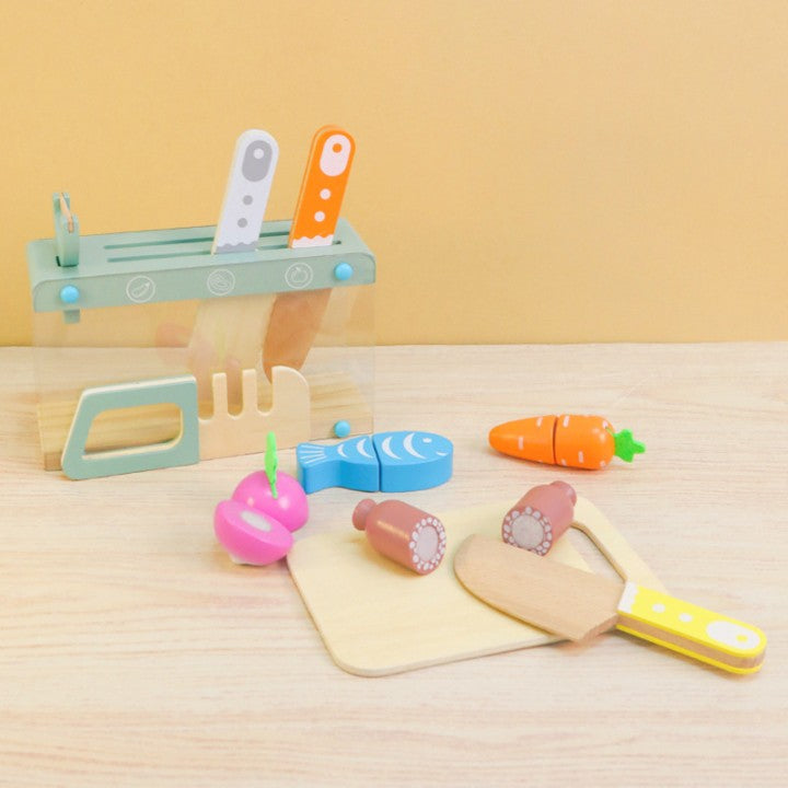 Wooden Pretend Play Kitchen Accessories Set – Montessori Role Play Toy