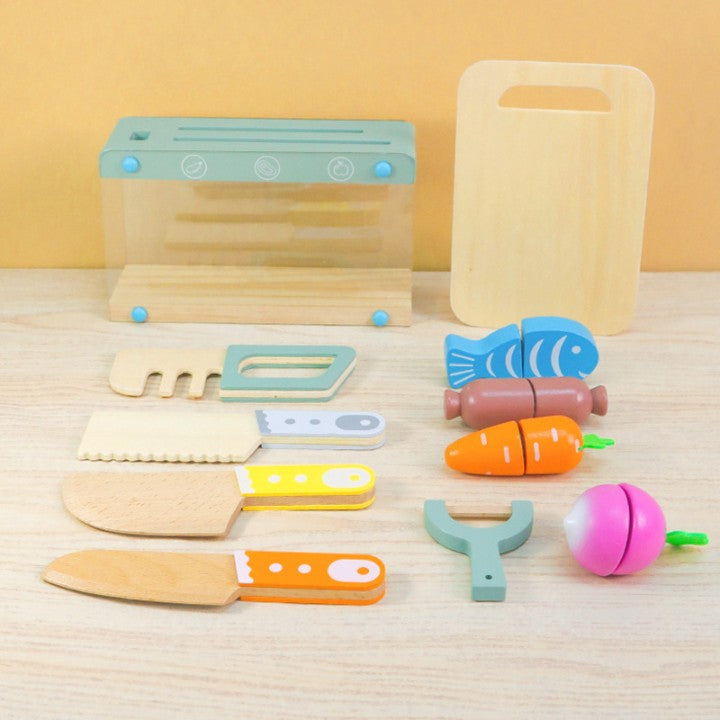 Wooden Pretend Play Kitchen Accessories Set – Montessori Role Play Toy