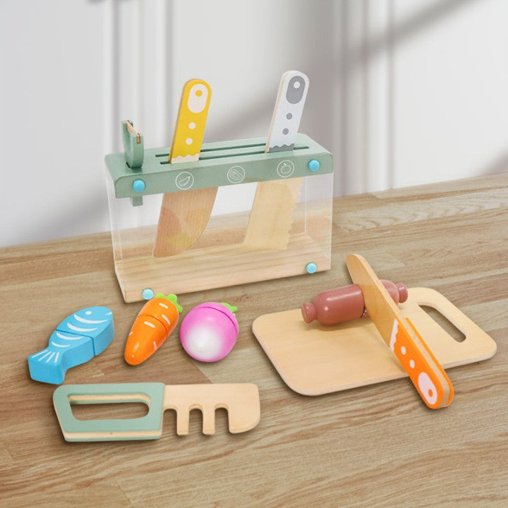 Wooden Pretend Play Kitchen Accessories Set – Montessori Role Play Toy