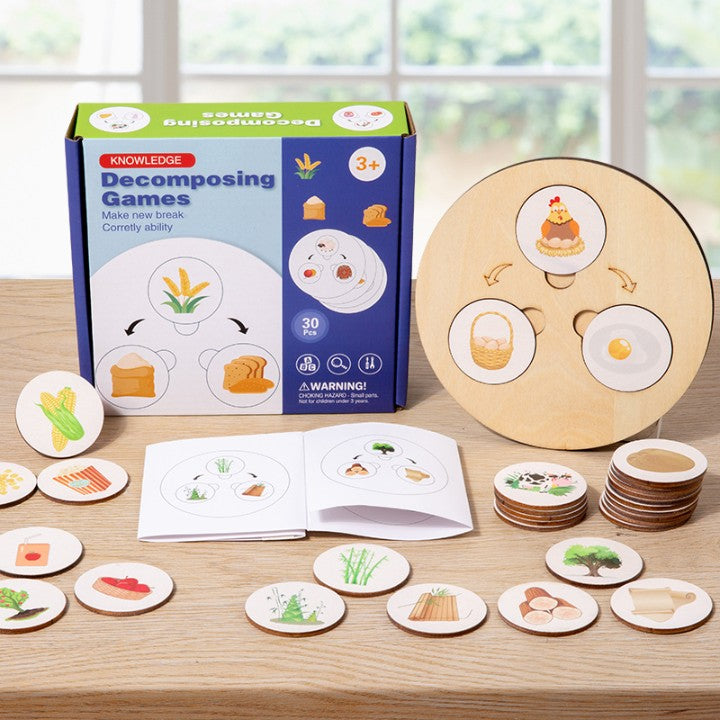 Wooden Food Decomposition Learning Game – Life Cycle & Sorting Puzzle (3+ Years)