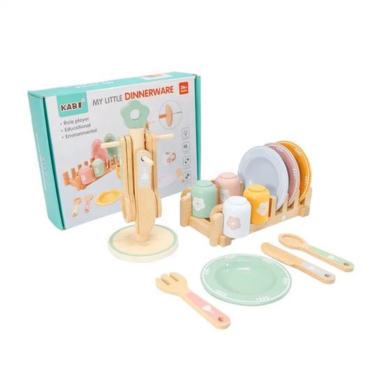 WOODEN TABLEWARE SET - PRETEND PLAY