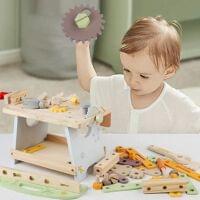 Kids Tool Bench Set, Wooden Tool Workbench for Toddlers