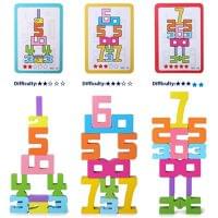 Colorful number and letter building blocks on a white background