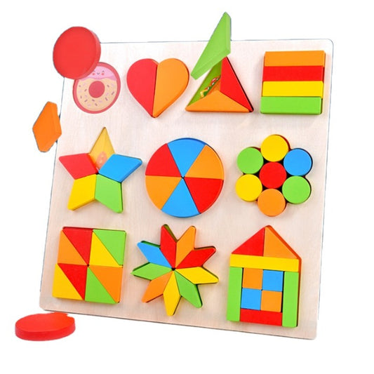 Wooden Geometry Jigsaw Puzzle | Early Educational Brain Teaser (Ages 3+)