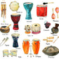 World Percussion Instruments Poster customizable (Framed) – Classroom Wall Art