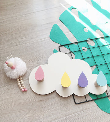 WOODEN HANGERS -CLOUD & RAINDROPS