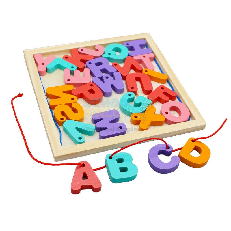 Wooden Alphabet Lacing Beads – ABC Threading Toy (A–Z)