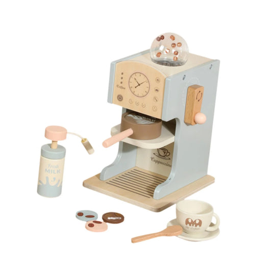 Kid Coffee Maker Playset with Grinder – Wooden Pretend Play Café Set