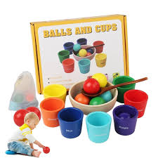 Rainbow Balls in Cups – Montessori Color Sorting & Stacking Toy