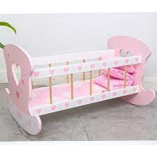 Wooden Doll Baby Bed – Pretend Play Nursery Furniture