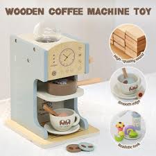 Kid Coffee Maker Playset with Grinder – Wooden Pretend Play Café Set