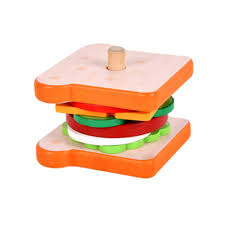 STEM Wooden Burger & Sandwich Stacking Toy – Pretend Play Learning Set (3+ Years)
