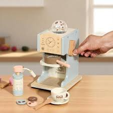 Kid Coffee Maker Playset with Grinder – Wooden Pretend Play Café Set