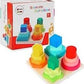 Wooden Geometric Four-Column Shape Sorting & Stacking Board
