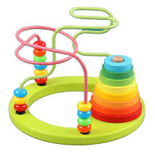 Beads Around The Tower With Stacker – Montessori-Inspired Learning Toy