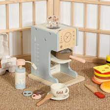 Kid Coffee Maker Playset with Grinder – Wooden Pretend Play Café Set