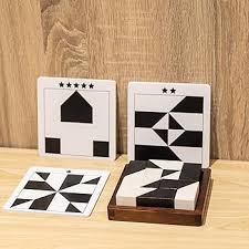 Black & White Wooden Pattern Blocks – 2-Player Visual Thinking & Logic Game