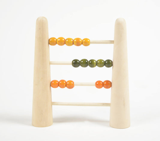 Turned & Lacquered Acacia Wood Abacus for Kids