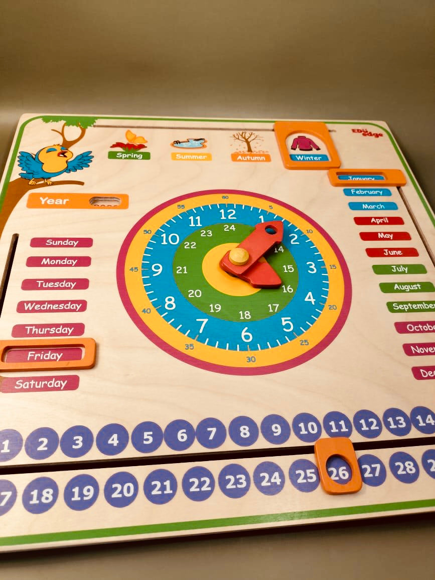 Wooden Educational Calendar – Learn Time, Days & Weather Through Play