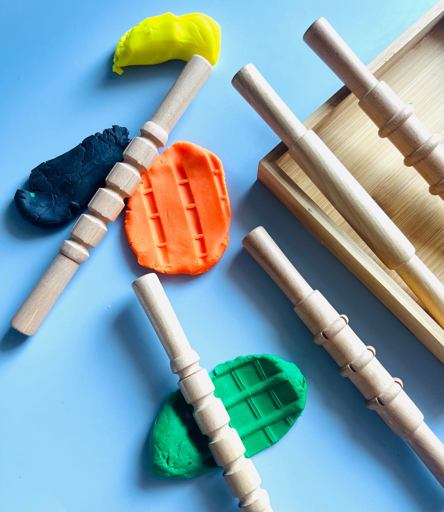 Set of 5 Wooden Rolling Pins – Hands-On Play for Early Learning